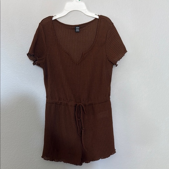 Pants - Brown Short Sleeve Romper